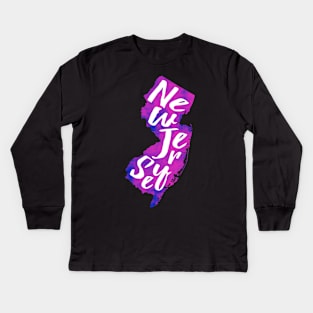 Purple New Jersey Kids Long Sleeve T-Shirt